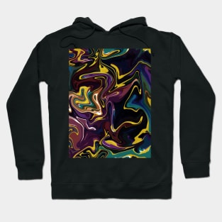 Jewel Tones with Gold Silk Marble - Orange, Teal, Blue, Green, Purple, Red Liquid Paint Patternaint Pattern Hoodie